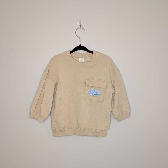 💚 2 for 20 💚 H&M Dinosaur Pocket Long Sleeve Sweater | 100% Cotton - Picture 1 of 3